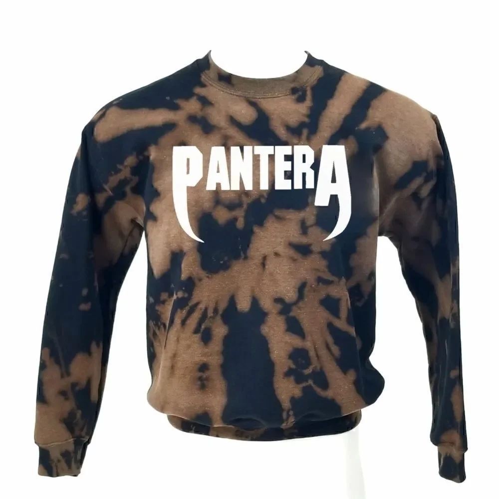 PANTERA Heavy Metal Rock Band Acid Washed Pullover Crewneck Sweatshirt Punk Rap
